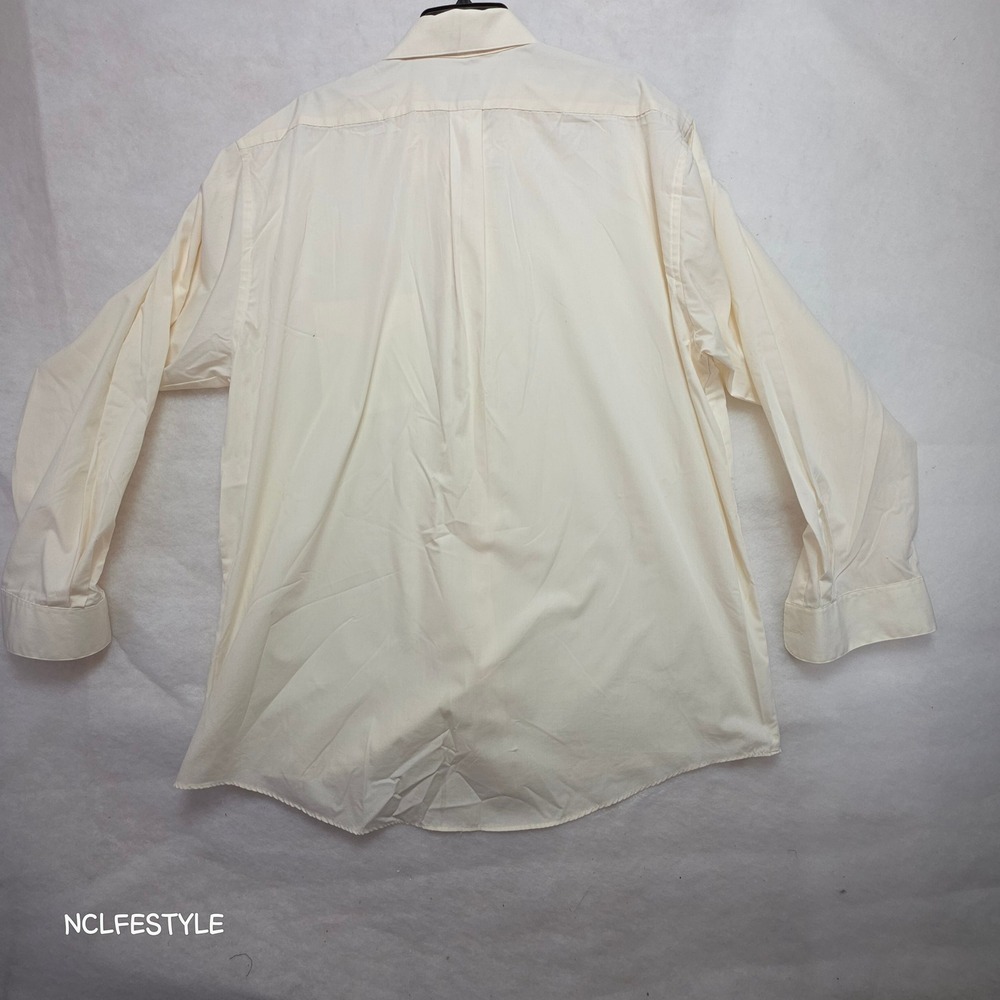 Van Heusen Mens XL Dress Shirt Cream Wrinkle Free Poplin Regular Fit 17.5 34/35 - Picture 5 of 7